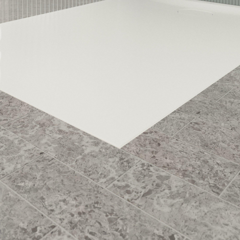 Villeroy & Boch Ecora douchebak - 140x100x3.5cm - afvoer korte zijde - stone white (wit) SW1559016