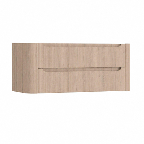 H&R Badmeubelen Juice Meuble sous lavabo - 120x45x50cm - angles arrondis - 2 tiroirs - poignée intégrée - Rockford oak SW1490031