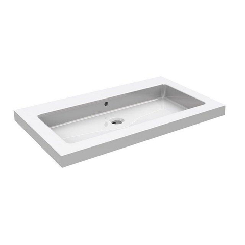 Wiesbaden Kera Wastafel enkel - zonder kraangat - 80x46x5cm - keramiek - glans wit SW106374