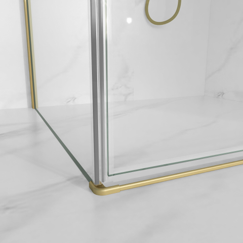 Fortifura Galeria Cabine de douche - 100x140cm - profilé - verre de sécurité - anti-calcaire - Laiton brossé SW1224391