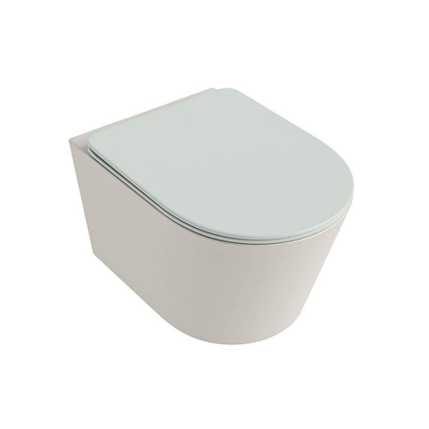 Mondiaz LAVIE hangtoilet – spoelrandloos – 36 x 53 cm – met softclose zitting – Linen (offwhite), zitting Greey (lichtgroen/grijs) SW1208624