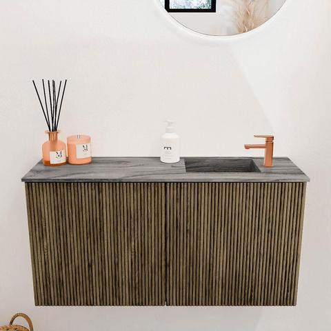 Mondiaz JOYA-DLUX 80cm toiletmeubel - kleur Dusk - Wastafel FAYE positie Rechts 1 kraangat kleur Sombra. SW1426134