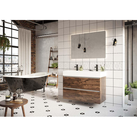 H&R Badmeubelen Infinity XXL Wastafelonderkast - 80x44.8x65cm - 2 lades - greeploos met aluminium greeplijst - petrol mat SW755173