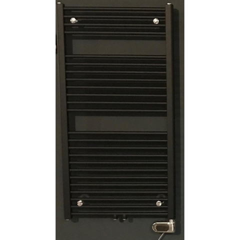 Instamat Robina Elektrische Handdoekradiator 149x60cm met 4 aansluitingen ½ incl. wandconsoles soft zwart SW793470