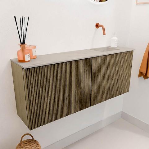 Mondiaz JOYA-DLUX 100cm toiletmeubel - kleur Dusk - Wastafel FAYE positie Rechts Zonder kraangat kleur Opalo. SW1423328