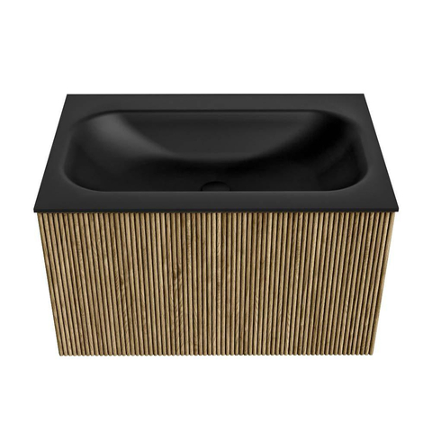Mondiaz KURVE Badkamermeubelset - 70x46x40cm - 1 lade - wastafel solid surface - midden - 1 kraangat - Dusk SW1415092
