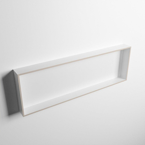 Mondiaz Easy nis 29.5x89.5x8cm voor Inbouw/opbouw 1 open vak Solid surface Talc/Linen SW643704