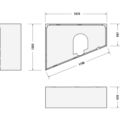 Duravit Paiova Kunststof bad acryl afgeschuind links - 170x130x46cm - zonder poten - glans wit 0297535