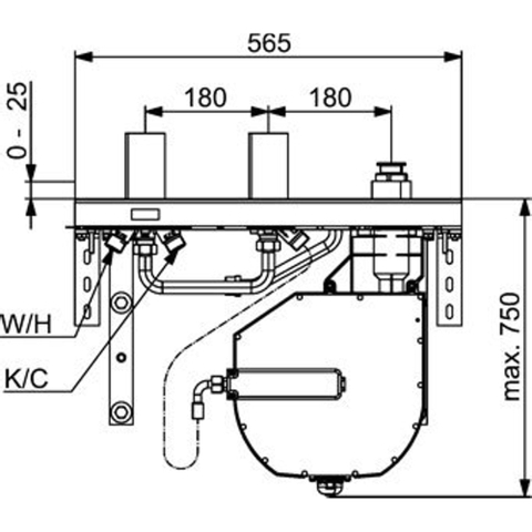 Hansa Compact basisgarnituur 3-gats tegelrandcomb.Met vloersteun SW204390