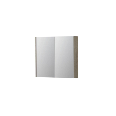 INK SPK2 armoire de toilette – 80 x 74 x 14 cm – 2 portes, portes-miroir double face – Chêne Greige SW353422