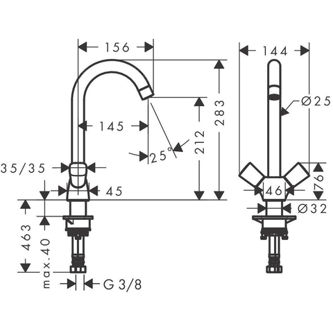 Hansgrohe Logis M31 - 1 gats keukenkraan - met hoge - draaibare uitloop - hoogglans chroom 0605664