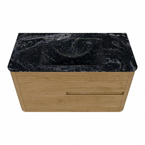 Mondiaz CIRO-DLUX Ensemble de meubles de salle de bains - 90x45x50cm - Lavabo solid surface Lava - 1 vasque au milieu - 1 trou de robinet - 2 tiroirs - Chêne SW1531094