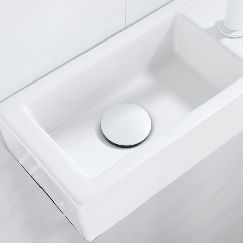 QeramiQ Fuente fonteinset – 37.5x18.5x9 cm – keramiek wit mat – kraangat rechts – mat witte kraan SW1232738