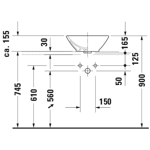 Duravit Bacino Opzetwastafel - 42x42cm - zonder kraangat - met overloop - glans wit 0291325