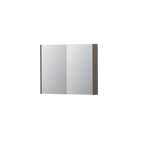 INK SPK2 Spiegelkast - 90x14x74cm - 2 deuren - dubbelzijdige Spiegel - schakelaar en stopcontact - MDF lak taupe mat SW353415
