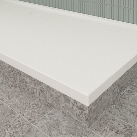 Villeroy & Boch Ecora douchebak - 180x80x3.5cm - afvoer lange zijde - stone white (wit) SW1558897
