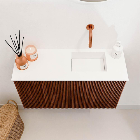 Mondiaz JOYA 70cm meuble de toilette - couleur Ruby - Lavabo FAYE position Droite Sans trou de robinet couleur Talc. SW1421736