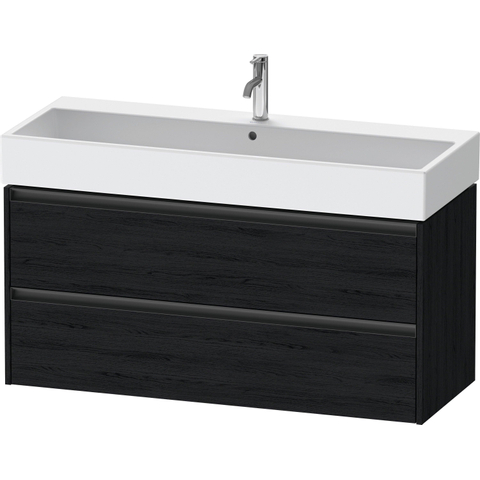 Duravit Ketho.2 Wastafelonderbouwkast - met 2 laden - voor enkele wastafel - 118.4x46x54.9cm - met grepen antraciet - eiken zwart mat SW772884