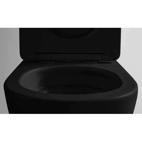 Aloni Pro hangtoilet – compact – spoelrandloos – diepte 49 cm – met softclose zitting – mat zwart SW1446224