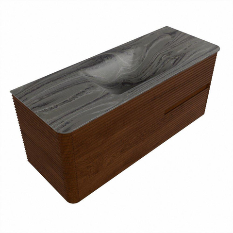 Mondiaz CIRO-DLUX Badkamermeubelset - 120x45x50cm - Solid surface wastafel Sombra - 1 wasbak Midden - zonder kraangaten - 2 lades - Ruby SW1531958