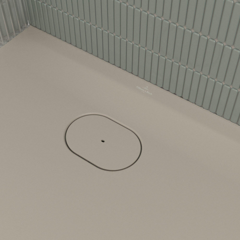 Villeroy & Boch Ecora douchebak - 120x80x3.5cm - afvoer korte zijde - almond (beige) SW1558895