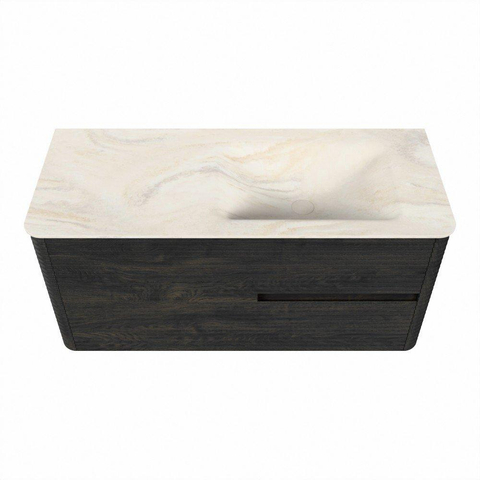 Mondiaz CIRO-DLUX Ensemble de meubles de salle de bains - 110x45x50cm - plan vasque solid surface Ostra - 1 vasque à droite - sans trous de robinetterie - 2 tiroirs - Shadow SW1532455
