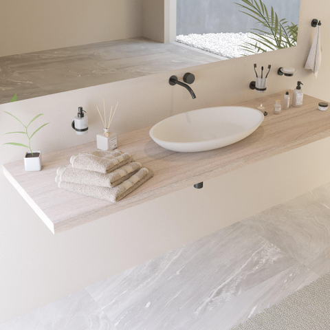 Ideavit Solidjazz vasque à poser 70x40x9cm ovale 0 trous de robinet 1 cuve Solid surface blanc SW85900