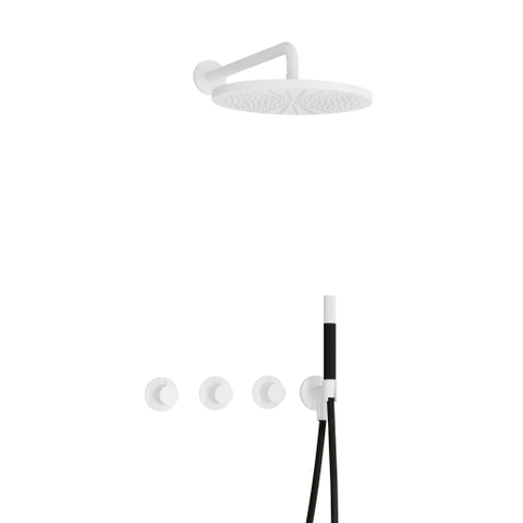 Hotbath Cobber IBS70 Regendoucheset - inbouw - 38.5cm wandarm - 30cm ronde hoofddouche - staafhanddouche - mat wit SW678184