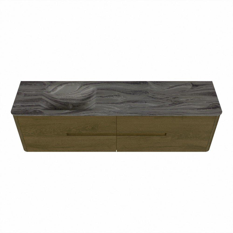 Mondiaz CIRO-DLUX Badkamermeubelset - 180x45x50cm - Solid surface wastafel Sombra - 1 wasbak Links - zonder kraangaten - 4 lades - Dusk SW1533558