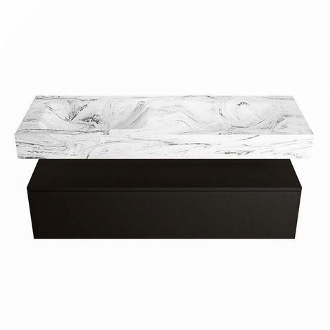 Mondiaz ALAN-DLUX Ensemble de meuble - 130cm - meuble Urban mat - 1 tiroir - Lavabo Cloud Glace suspendu - vasque Gauche et droite - 0 trous de robinet SW805286