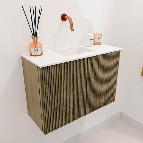 Mondiaz JOYA 60cm toiletmeubel - kleur Dusk - Wastafel FAYE positie Midden Zonder kraangat kleur Talc. SW1421545