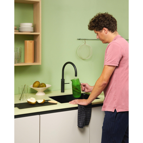 Quooker Fusion Round kokendwaterkraan - draaibare uitloop - Combi incl. Cube reservoir - Warm / kokend / bruisend / gefilterd water - Zwart SW299762