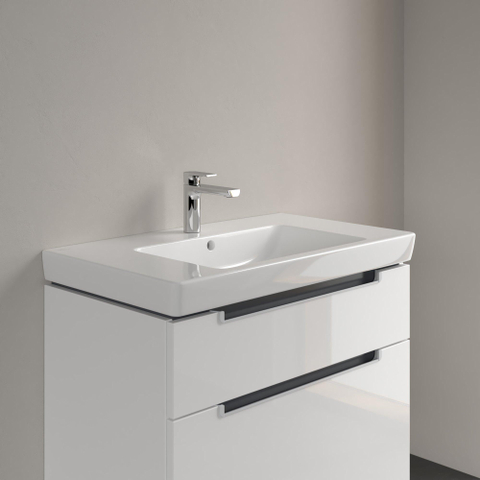 Villeroy & Boch Subway 2.0 wastafel - 80x47cm - 1 kraangat ongeslepen - met overloop - keramiek - White Alpine (glans wit) 1024064