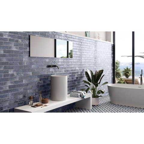 ÉCHANTILLON Ceralto Taverno Grain Carrelage mural - 6.5x20.2cm - 8mm - Denim Brillant SW976613