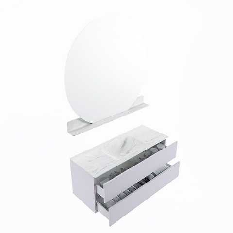 MONDIAZ VICA-DLUX Ensemble meuble de salle de bains - 120cm - meuble bas cale - 2 tiroirs - vasque encastrée cloud centrale - sans trous de robinet - version haute 60cm - opalo SW1088739