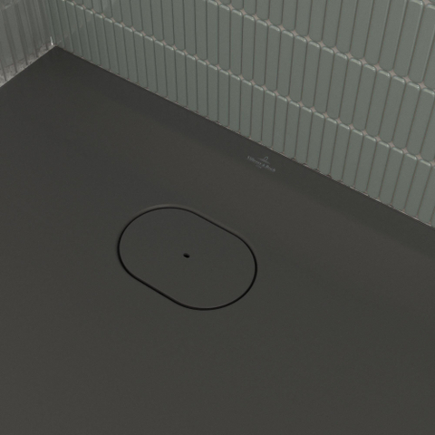 Villeroy & Boch Ecora douchebak - 120x80x3.5cm - afvoer korte zijde - anthracite (antraciet) SW1558996