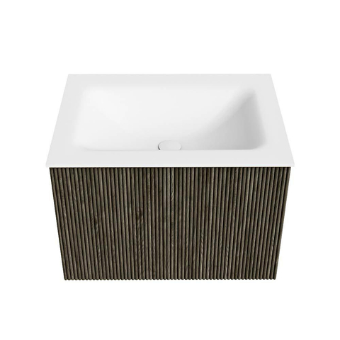 Mondiaz KURVE Badkamermeubelset - 60x46x40cm - 1 lade - wastafel solid surface - midden - 1 kraangat - Shadow SW1414214