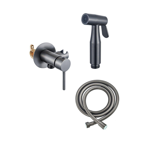 Fortifura Calvi Mengkraan Bidetset - handdouchehouder -100cm - doucheslang - bidet - handdouche - gunmetal (antraciet) SW1441134