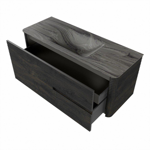 Mondiaz CIRO-DLUX Meuble de salle de bains - 120x45x50cm - Plan-vasque solid surface Sombra - 1 lavabo central - 1 trou de robinet - 2 tiroirs - Shadow SW1532754