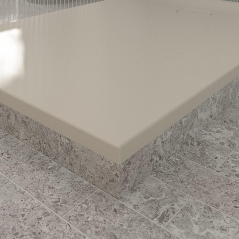 Villeroy & Boch Ecora douchebak - 150x100x3.5cm - afvoer korte zijde - almond (beige) SW1558940