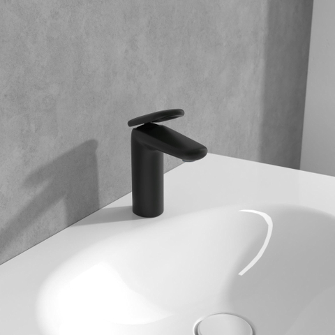 Villeroy & Boch Antao 1 greeps wastafelkraan - 140mm - met push open afvoergarnituur - mat zwart SW974159