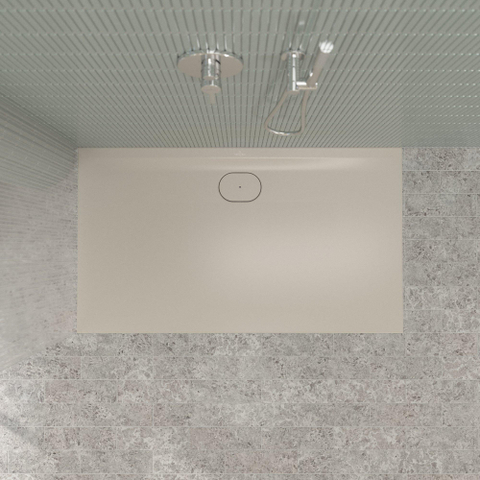 Villeroy & Boch Ecora douchebak - 140x80x3.5cm - afvoer lange zijde - almond (beige) SW1558943