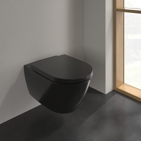 Villeroy & Boch Subway 2.0 WC suspendu 56cm - flush direct - à fond creux - CeramicPlus - Noir pur (noir) SW1162780