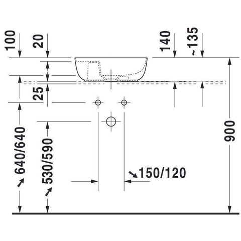 Duravit Luv Fontein - 42x27cm - 1 kraangat L en R - zonder overloop - wit SW527278