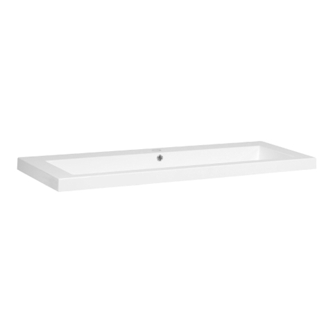 BRAUER Solar Medium lavabo - 120x46x5cm - 1 lavabo - 1 trou de robinet - marbre minéral - blanc satiné SW86577