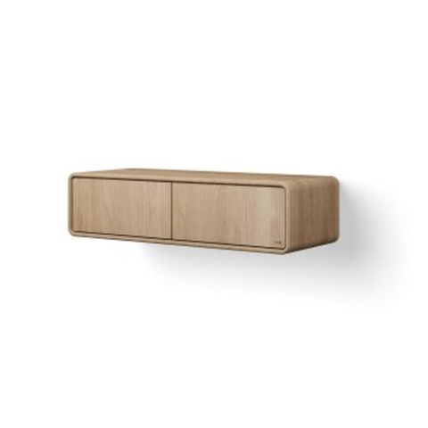 Looox Wooden Rounded Badkamermeubel - 30x120x46cm - 2 lades - eiken grijs SW1481861