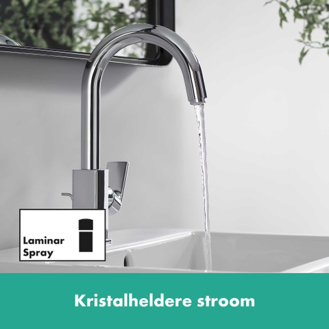 Hansgrohe Vernis Shape 1 greeps wastafelkraan - 210 met draaibare uitloop - met trekwaste - hoogglans chroom SW651435
