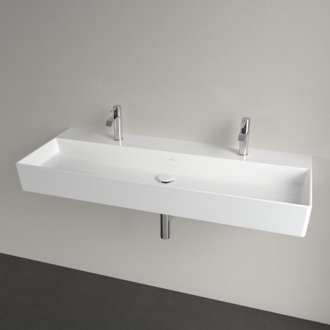 Villeroy & Boch memento 2.0 wastafel onderzijde - geslepen - 120x47cm - zonder overloop - 2 kraangaten CeramicPlus - White Alpine (glans wit) SW358465