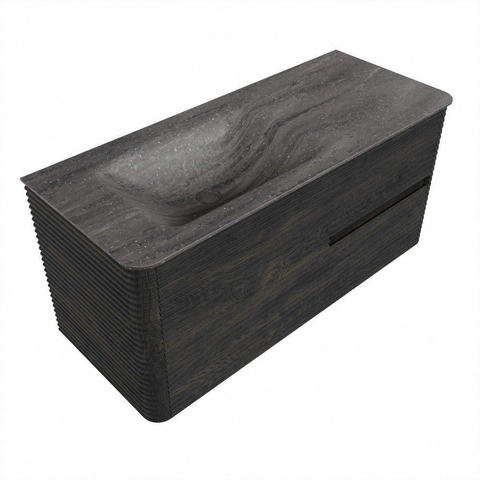 Mondiaz CIRO-DLUX Badkamermeubelset - 110x45x50cm - Solid surface wastafel Oza - 1 wasbak Links - zonder kraangaten - 2 lades - Shadow SW1532627