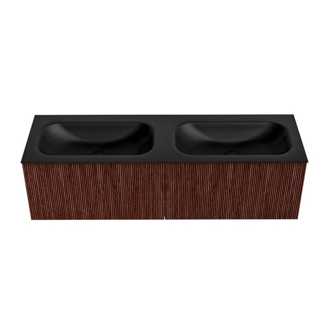 Mondiaz KURVE Badkamermeubelset - 150x46x40cm - 2 lade - wastafel solid surface - dubbel - 2 kraangaten - Ruby SW1415383